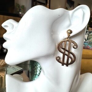 Vintage Gold Dollar Sign Earrings